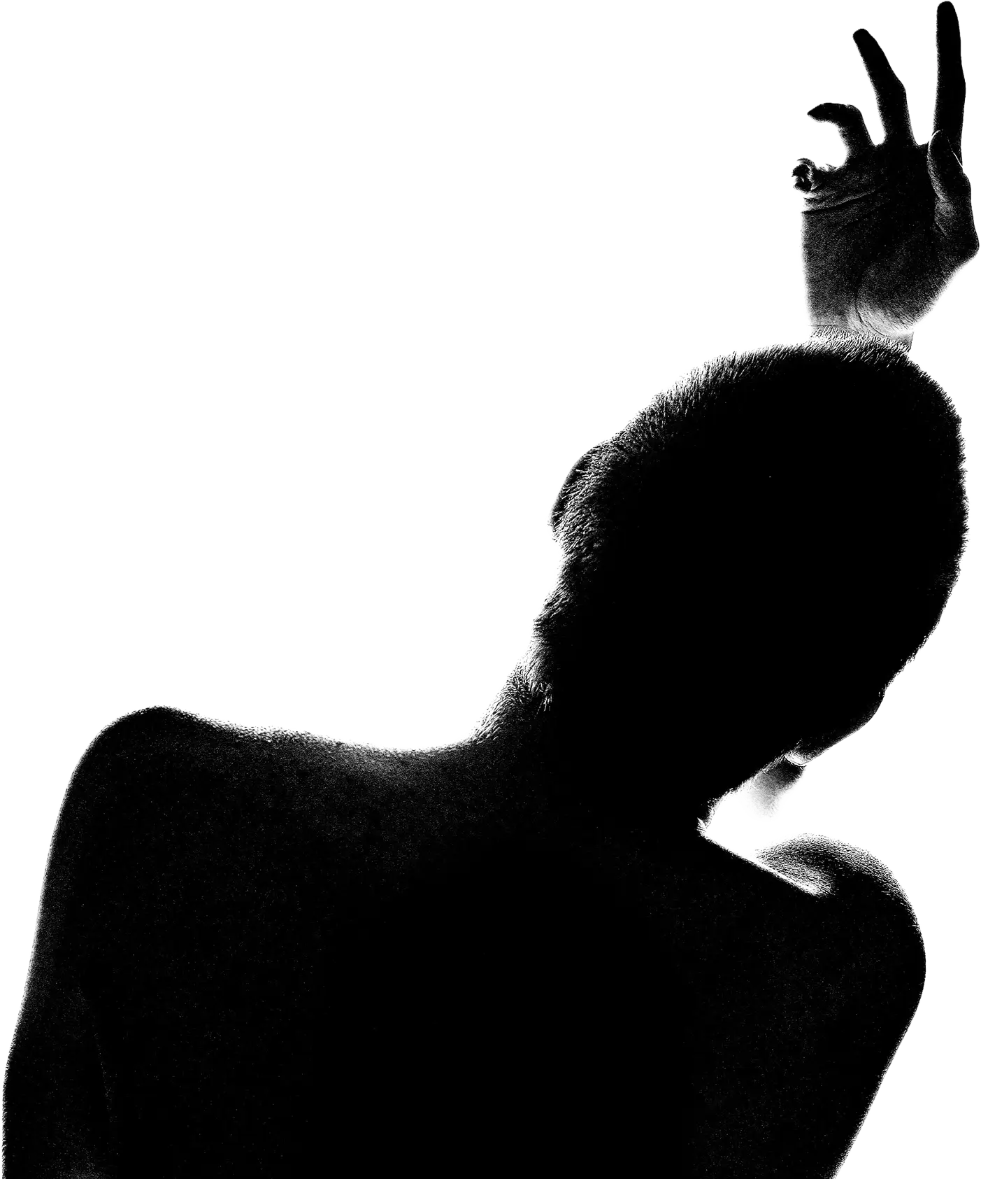 Silhouette artistique levant la main
